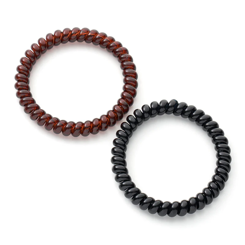 MAPEPE Spring Elastic Hair Tie Slim 2Pcs Black & Brown - Image 2