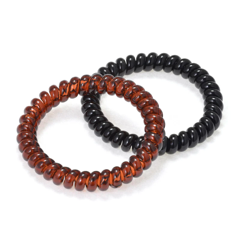 MAPEPE Spring Elastic Hair Tie Slim 2Pcs Black & Brown - Image 3
