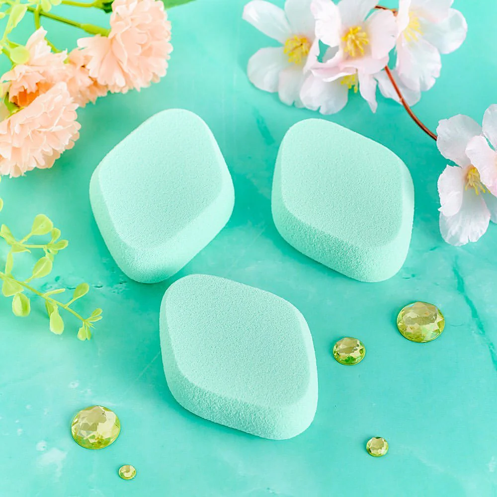 ROSY ROSA Chiffon Touch Sponge N Diamond Shape 3P MG Mint Green - Image 2
