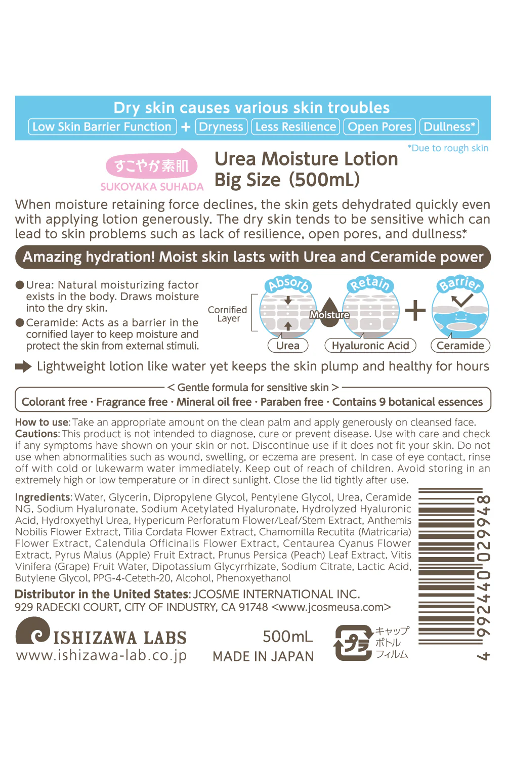 SUKOYAKA SUHADA Urea Moisture Lotion 500 mL (Large) - Image 4